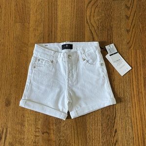 NWT 7 For All Mankind White Denim Jean Shorts, Size 6